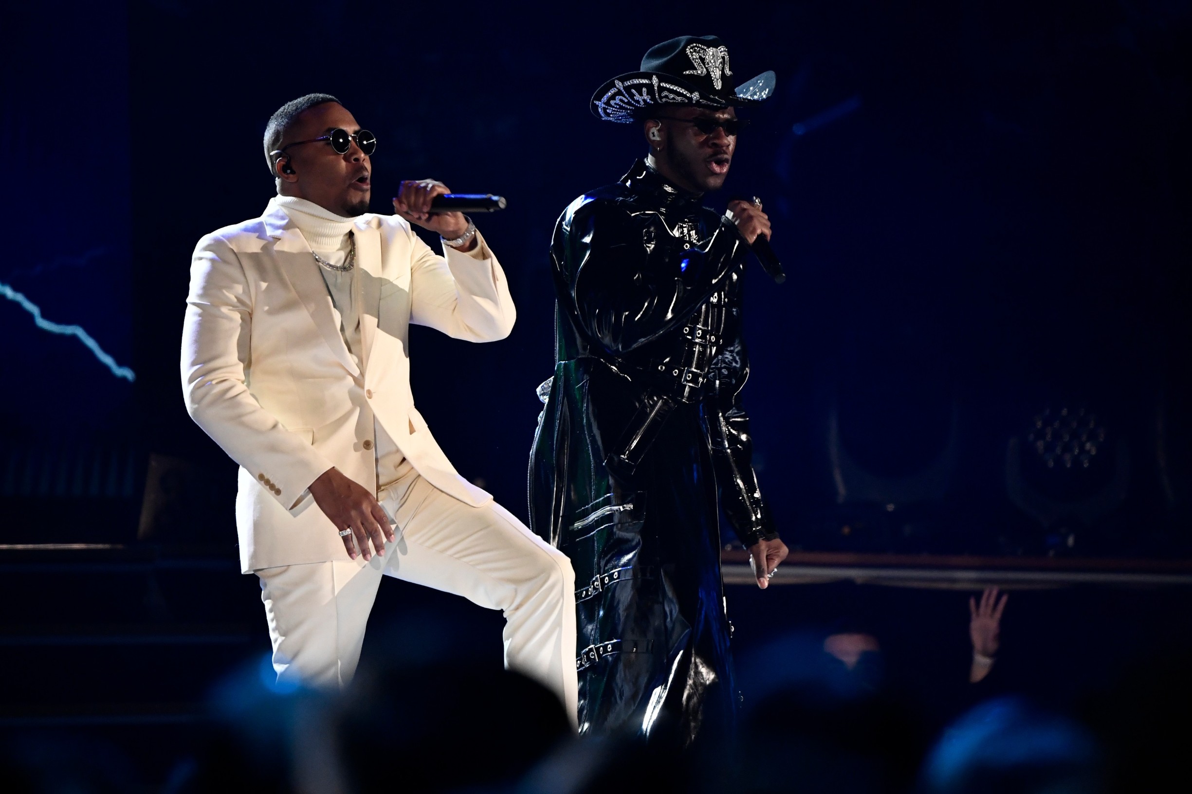 Jan 26, 2020; Los Angeles, CA, USA;  Nas (left) and Lil Nas X perform ŇOld Town RoadÓ with Billy Ray Cyrus (left) during the 62nd annual GRAMMY Awards on Jan. 26, 2020 at the STAPLES Center in Los Angeles, Calif., Image: 494965862, License: Rights-managed, Restrictions: *** World Rights ***, Model Release: no, Credit line: USA TODAY Network / ddp USA / Profimedia